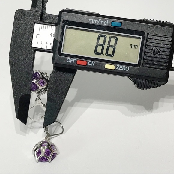 Artist Signed A 12mm Amethyst Round Cut 925 Sterling Silver Drop Earrings - Picture 7 of 17